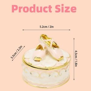 Pssopp Jeweled Ballet Shoes Trinket Boxes,Trinket Box Hinged Hinged Enameled Decorative Dance Jewelry Ornament Ring Holder Box Figurine for Gift