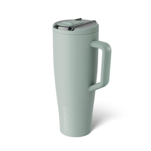 BrüMate Era Flip 40oz Tumbler with 100% Leakproof Covered Straw Lid | Hygienic Covered Straw | Insulated Stainless Steel Water Bottle with Handle | Cup Holder Friendly | BPA-Free (Sage) Sage 40 Ounces
