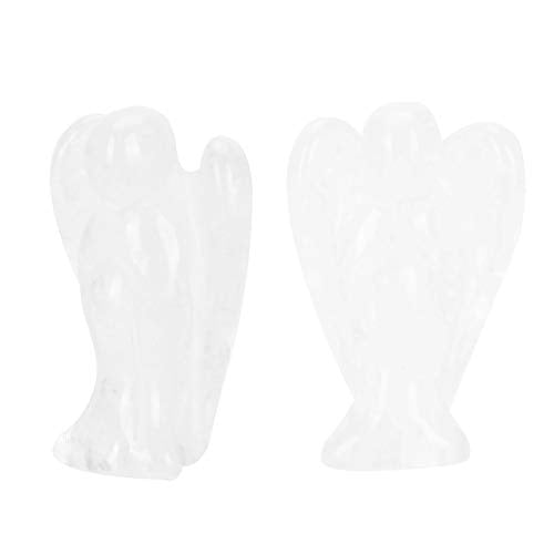 Clear Quartz Crystal Angel Figurine, Exquisite Carving for Home Decoration, Nature Stone for Family, Friends(White Crystal Material)