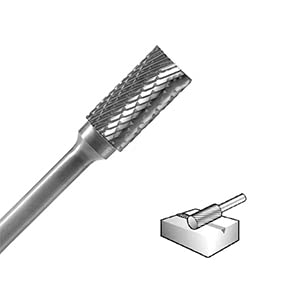 SA-5 5pcs Tungsten Carbide Burrs Cylinder Shape Double Cut Rotary Burr File(1/2” cutter Dia X 1”Cutter Length) with 1/4'' Shank dia,Pack of 5 SA-5-5PCS
