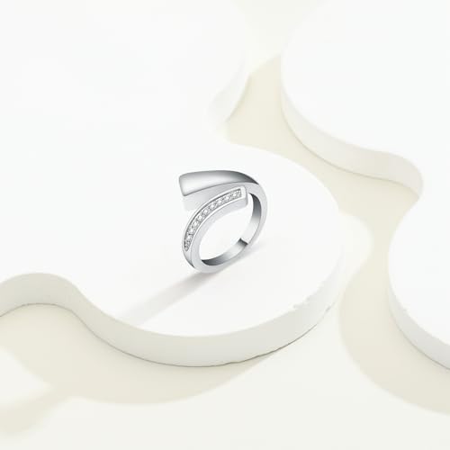Urn Ring for Ashes for Women Men Cubic Zirconia Ash Ring Memorial Cremation Jewelry Bereavement Keepsakes Gift for Loss of a Loved One (10#, Silver)