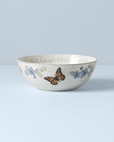 Lenox Butterfly Meadow "Live Well, Laugh Often, Love Much" Serving Bowl, White - Serving Bowl, Sentiment