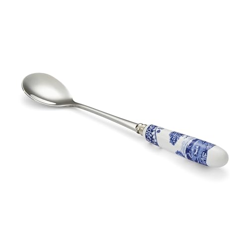 Spode Blue Italian Collection Teaspoons | Set of 6 | Made of Stainless Steel with Porcelain Handles | 6 Inch Dessert Spoons | Blue/White | Hand Wash Only 15cm