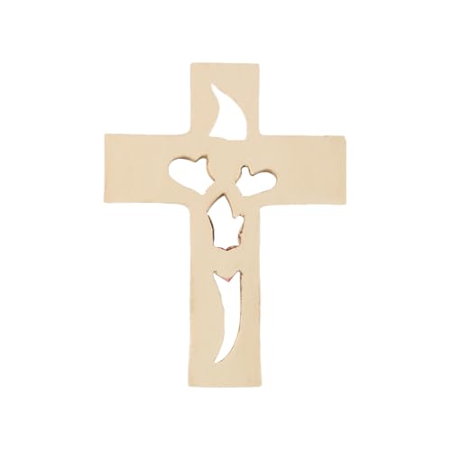 Sarini Wooden Cross Hand Carved Wall Decoration Red Love Cross Fade Resistant Home Decor for Living Room Bedroom Office Spiritual Wall Art