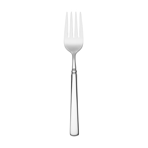 Set of four Oneida Easton salad forks with stainless steel finish, designed for serving salads and casual dining.