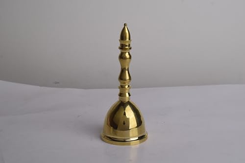 SATVIK 4.5-5 INCH Handcrafted Brass Puja Bell for Home Temple, Traditional Brass Prayer Bell l Decorative Hanging Ghanti for Pooja and Home Décor