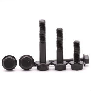 [Australia - AusPower] - M8-1.25 x 60mm (10 Pack) Flanged Hex Head Bolts, Hexagon Flange Screws, Black Oxide Finish, 10.9 Grade Alloy Steel, Motocycle Car Bolts Replacements, Partial Thread M8-1.25 x 60mm 