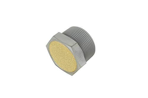 Milton Breather Vent Pneumatic Muffler, 1-1/2” MNPT - 40 Micron Sintered Bronze Silencer/Diffuse Air & Noise Reducer