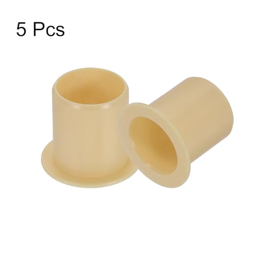 sourcing map 5Pcs Flanged Sleeve Bearing, Plastic Bushing ID 15mm x OD 17mm x Length 20mm POM Bushing, Yellow 5