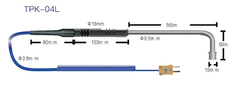 TECPEL TPK-04L Right Angle Surface Thermocouple Probe, Type K, -58°F ~932°F / -50°C ~ 500°C