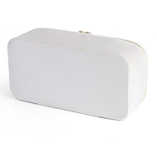 HofferRuffer Jewelry Box Organizer for Women Girls, Travel Jewelry Case with 12 Portable Zipper Bags, Jewelry Storage Ideal for Travel & Home Organization (12pcs-CreamWhite Velvet) 12pcs-CreamWhite Velvet