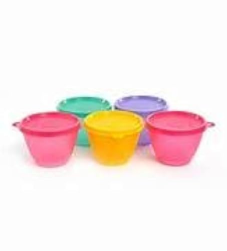 Tupperware Bowled Over Plastic Container Set, 450 Ml Set Of 5 Multicolored, Blue