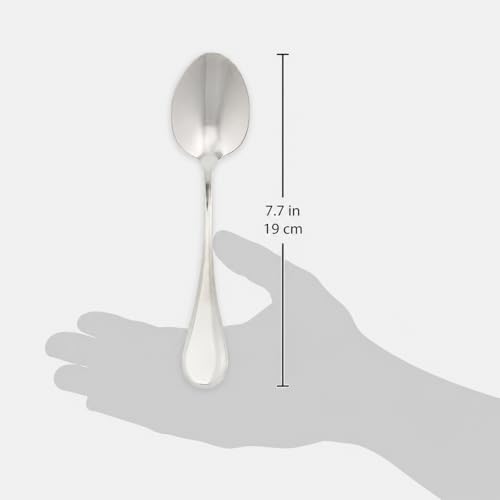 Set of 12 Artaste Rain dinner soup spoons in silver, 7.5 inches long, with a sleek, modern design.