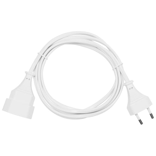 PremiumCord 230 V 2 m Extension Cable with Euro Plug and Euro Plug, Power Cable, Plug, White