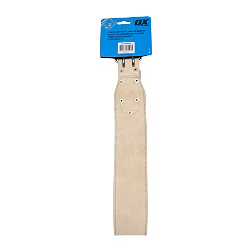 OX Pro white leather tool belt, 3-inch wide, adjustable size 34-44 inches