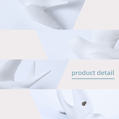 Ceramic Bird Wall Art, Set of 2 White Ceramic Hanging Doves Sparrows for Wall Art Decor Home Kitchen Livingroom White-left