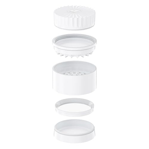 Premium Toothless Ceramic Grinder Calabasas White | Toothless | Nano Ceramic Coating | 5 Pieces | Flowers (Flower) Mill | Includes Storage Lid and Fine Sieve (White)
