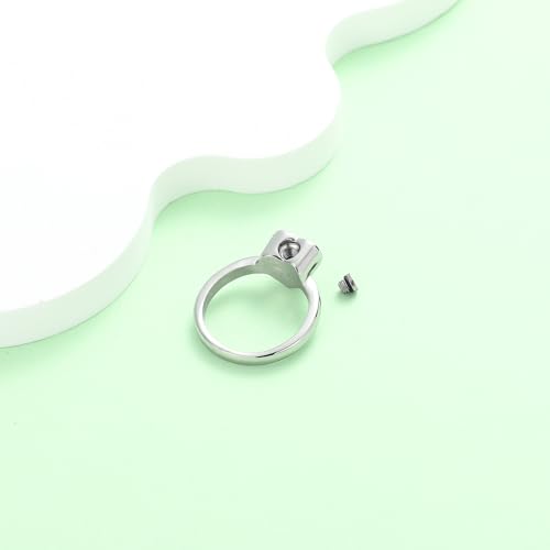Love Heart Urn Ring for pet Dog Cat's Ashes Keepsake Memorial Jewelry Paw Print Cremation Finger Rings 6# Tree-Silver
