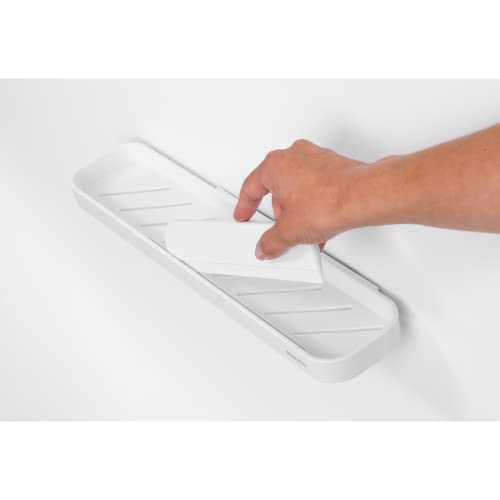 Brabantia MindSet Wall-Mounted Shower Shelf & Squeegee (Mineral Fresh White) Shower Soap, Shampoo Holder + Glass Cleaner (2.9 x 16.5 x 3.5) Mineral Fresh White Small