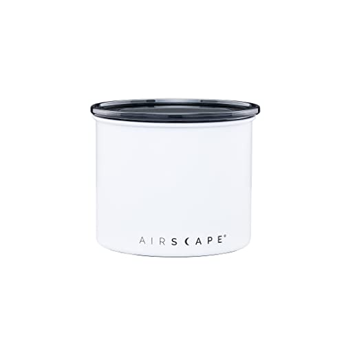 Stainless steel Airscape coffee canister by Planetary Design with airtight lid for fresh coffee storage.