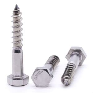 [Australia - AusPower] - Glvaner M12 x 90mm (4 pcs) Stainless Steel Hex Head Lag Screws, Hexagon Head Wood Screws DIN571, Partial Thread Coverage, Plain Finish 4 