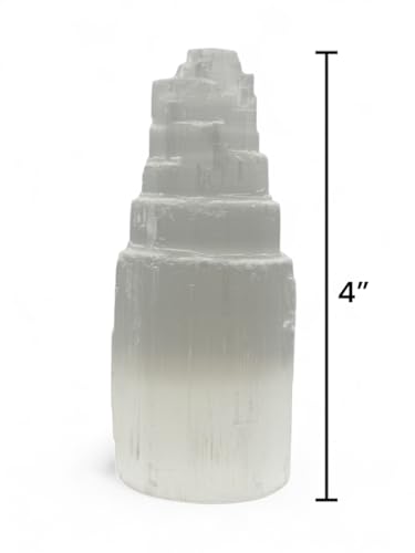Pachamama Essentials Selenite Tower 4" Tall Skyscraper Healing Crystal Stone Reiki Meditation Energy Protection (Small, 2, Count)