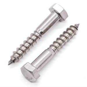 [Australia - AusPower] - Glvaner M12 x 90mm (4 pcs) Stainless Steel Hex Head Lag Screws, Hexagon Head Wood Screws DIN571, Partial Thread Coverage, Plain Finish 4 
