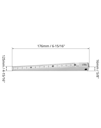 QWORK carbon steel taper gauge feeler wedge with chrome plating, measuring 1-15mm gaps