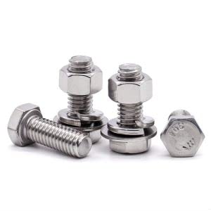 [Australia - AusPower] - 8 Sets Glvaner 3/8-16 x 1" Stainless Steel Hex Head Screws Bolts, Nuts, Flat & Lock Washers, 18-8 (304) Stainless Steel, Full Thread, Coarse Thread 3/8-16 x 1" 8 