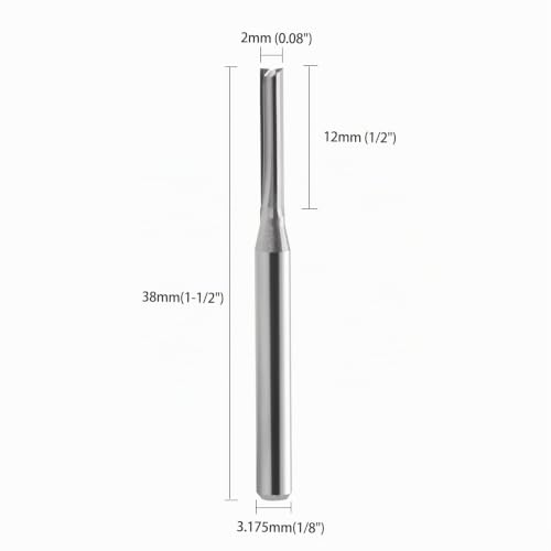 EU_HOZLY 1/8" Double Two Flute Straight Slot CNC Router Bits Wood MDF Milling 3.175mm X2 X12mm Pack of 10 3.175X2X12mm