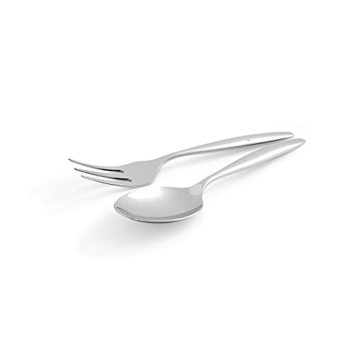 Portmeirion Sophie Conran Arbor Salad Servers - Set of 2, 10 Inch Stainless Steel Serving Utensils with Rounded Slender Handles for Dining, Kitchen & Salad Tableware - Dishwasher Safe