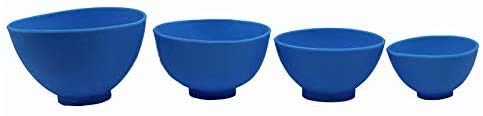 [Australia - AusPower] - 4Pcs One Set Silicone Flexible Rubber Impression Mixed Alginate Bowl Dental Mixing Bowls Blue 