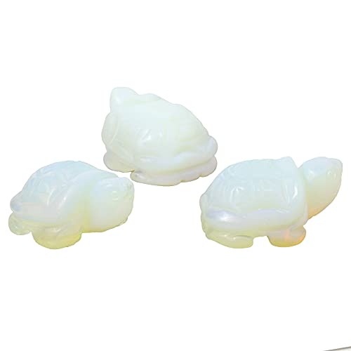 Amogeeli 1.5 Inch Hand-Carved Stone Turtle Tortoise Figurine, Animal Crystal Decor for Home & Office White-1