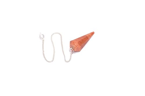 L PEDRA & CRYSTAL Peach Aventurine Pendulum for Dowsing & Meditation | Natural Gemstone Crystal Pendulum with Chain | Faceted Point Spiritual Tool for Divination, Chakra Practices & Crystal Collection