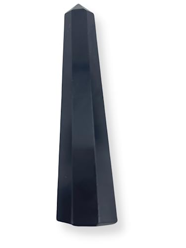 GEMSCITE (3.50-4 inch) Black Obsidian Gemstones Obelisk Tower Jumbo Facet Aura Rock Crystal Natural Polished Earth Wand Spirit