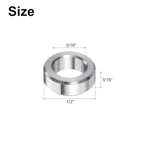 uxcell stainless steel round spacers, 5/16-inch bore x 1/2-inch OD x 3/16-inch length, 50 pieces