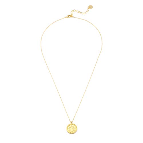 MUSTHAVE ST. Francis Coin 18K Gold Plated Necklace With Message Card, Yellow and White Color, Anchor Chain, Best Gift Necklace, Size 16 inch + 2 inch Extender, Pendant Yellow Gold