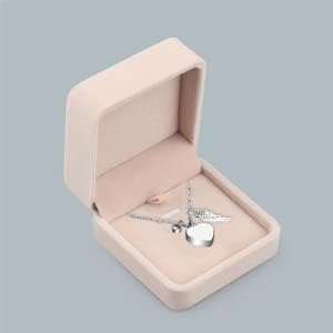 LYFLES Sublimation Blanks Heart Urn Necklace for Ashes With Angel Wings, Gems