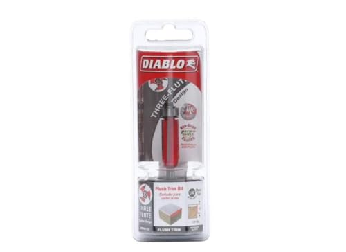 Diablo Flush Trim Router Bit 1/2-inch diameter with straight cutting edge for woodworking and laminate trimming