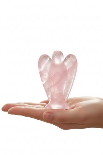 Mina Heal Guardian Angel Figurine, Rose Quartz, Set of 2, Meditation Pink 2-PCS M Size