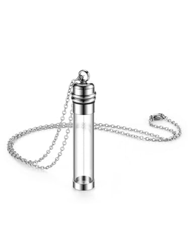 Clear Glass Tube Cremation Urn Necklace for Ashes