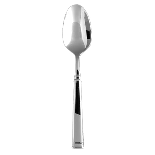 Fortessa stainless steel serving spoon, 8.9-inch tablespoon in silver, designed for elegant tableware and serving.