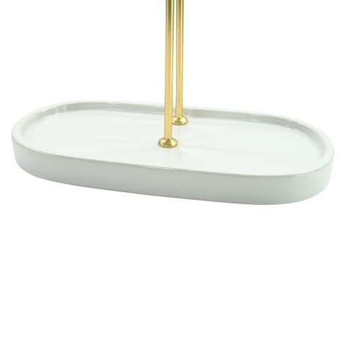 Jewelry Organizer - Jewelry Stand - Holder for Your Earring, Necklace, Bracelet and Headband Storage - Jewelry Organizer Tree Stand - Display Tower Organizer for Jewelry (White + Gold) White + Gold