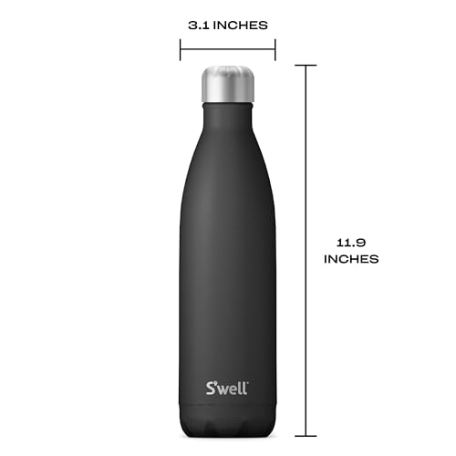 S'well Stainless Steel Water Bottle, 25oz, Onyx, Triple Layered Vacuum Insulated Containers Keeps Drinks Cold for 48 Hours and Hot for 24, BPA Free, Perfect for On the Go 25 Ounces