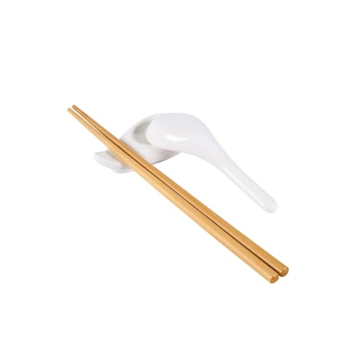 Restaurantware Voga 3.5 x 1.9 Inch Chopstick Rests 10 Curved Chopstick Holders - Rest Asian Soup Spoons Or Chopsticks For Dinner Tables At Homes or Restaurants White Melamine Spoon Holders