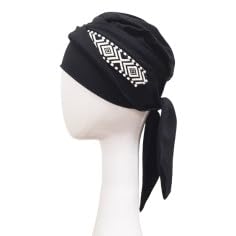[Australia - AusPower] - CAREBELL Smooth Oncological Turban, Black Ikat Design, Chemotherapy and Alopecia, Bamboo Fabric, Comfortable and Breathable, Suitable for Sensitive Skin 