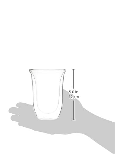 De'Longhi DeLonghi Double Walled Thermo Latte Glasses, Set of 2, 2 Count (Pack of 1), Clear, 330 milliliters Latte Glasses (Set of 2) Solid