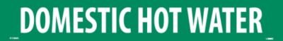 NMC A1286G Pipemarkers Sign, Legend "DOMESTIC HOT WATER", 14" Length x 2" Height, 1-1/4" Letter Size, Pressure Sensitive Vinyl, White on Green (Pack of 25)