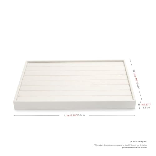 Linen Ring Earring Display Tray with Elastic Bar Design White 7 Slot