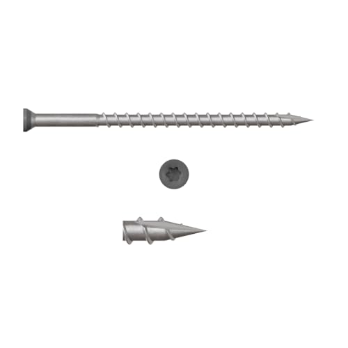 US4 #8 x 2-inch Timber Gray wood screws with trim head and T15 star drive, 305 stainless steel, 350 pack